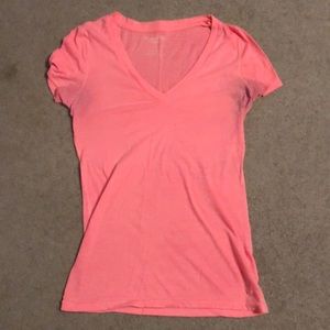 Neon pink v neck tee